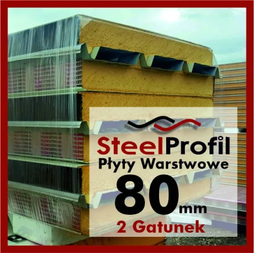 Tanie Płyty Warstwowe PIR Dach 80mm 2 gatunek Poliuretan