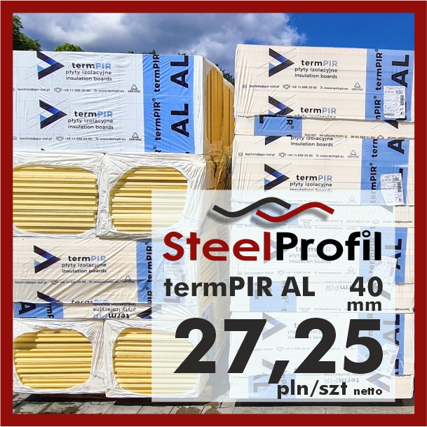 Płyta PIR termPIR AL Izoproof 40mm poliuretanowa pianka 27-25
