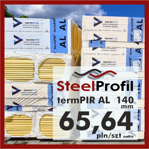 Płyta PIR termPIR AL Izoproof 140mm poliuretanowa pianka 65-64