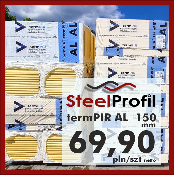 Płyta PIR termPIR AL Izoproof 150mm poliuretanowa pianka 69-90