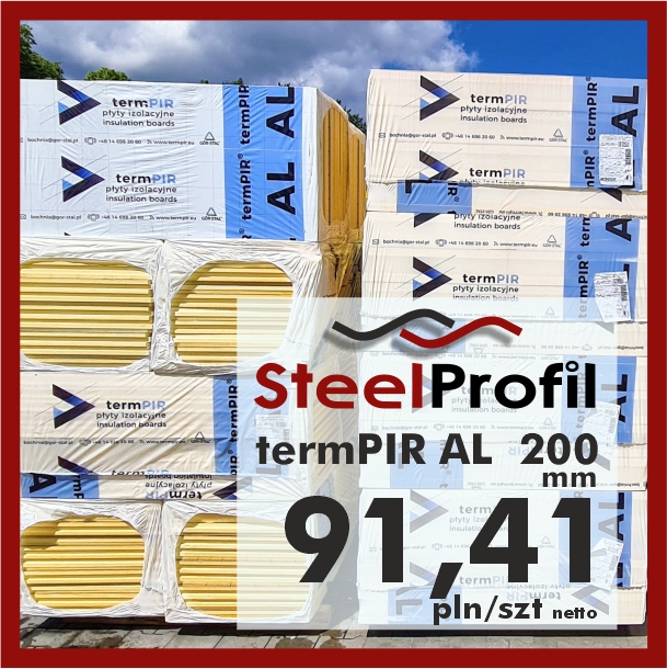 Płyta PIR termPIR AL Izoproof 200mm poliuretanowa pianka 91-41