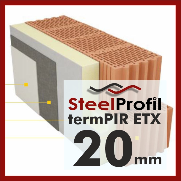 Płyty PIR ETICS termPIR ETX 20mm poliuretan pianka z siatką pod klej i tynk