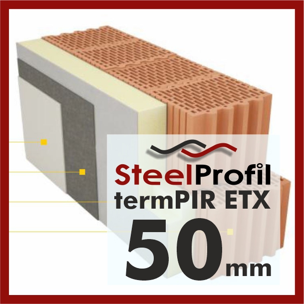 Płyty PIR ETICS termPIR ETX 50mm poliuretan pianka z siatką pod klej i tynk