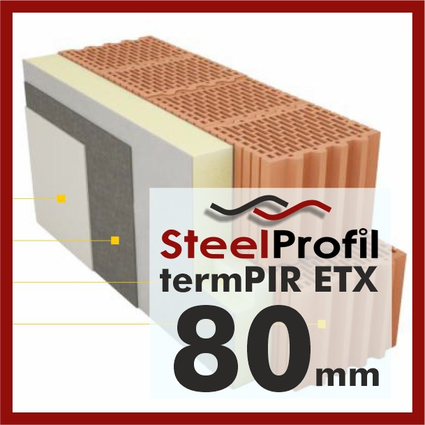Płyty PIR ETICS termPIR ETX 80mm poliuretan pianka z siatką pod klej i tynk