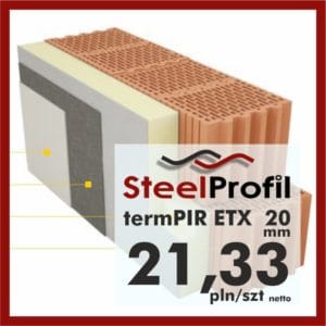 Płyty PIR ETICS termPIR ETX 20mm poliuretan z siatką pod klej i tynk 2120