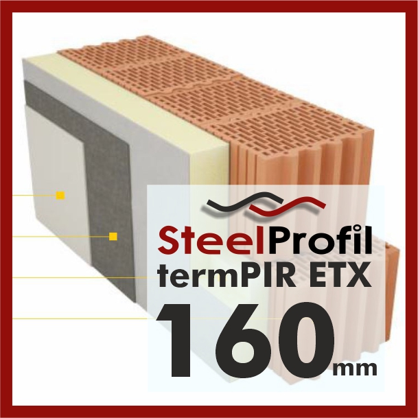Płyty PIR ETICS termPIR ETX 160mm poliuretan pianka z siatką pod klej i tynk