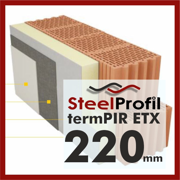 Płyty PIR ETICS termPIR ETX 220mm poliuretan pianka z siatką pod klej i tynk