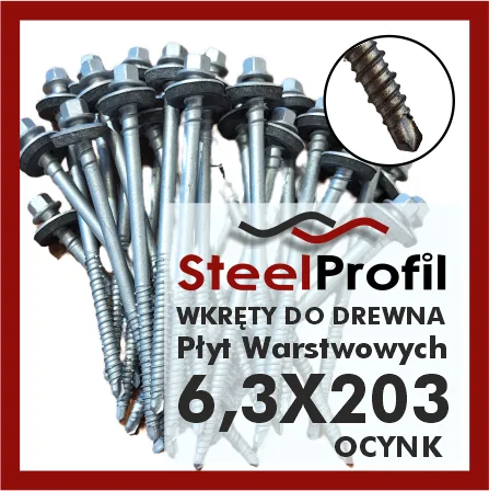 wkręty do płyt warstowych 6-3 x 203 do drewna ocynk