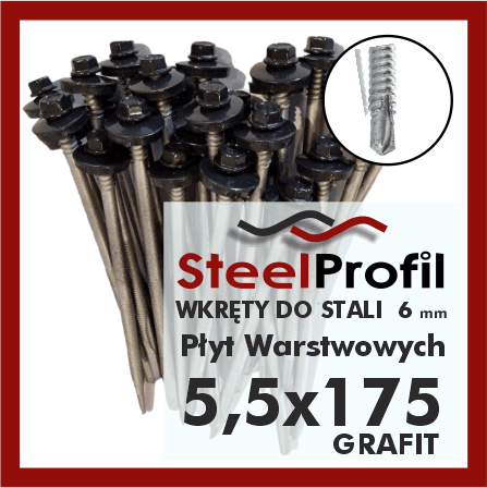 wkręty do płyt warstwowych 5-5 x 175 zw 6 grafit