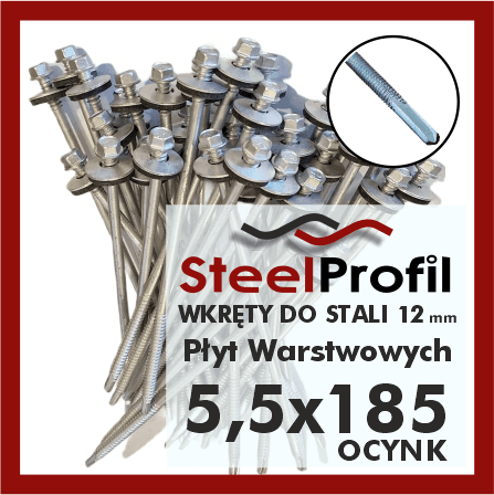 wkręty do płyt warstwowych 5-5 x 185 zw 12 ocynk