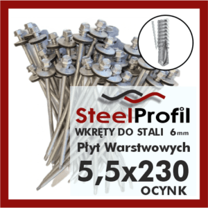 wkręty do płyt warstwowych 5-5 x 230 zw 6 ocynk
