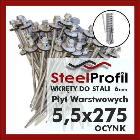 wkręty do płyt warstwowych 5-5 x 275 zw 6 ocynk