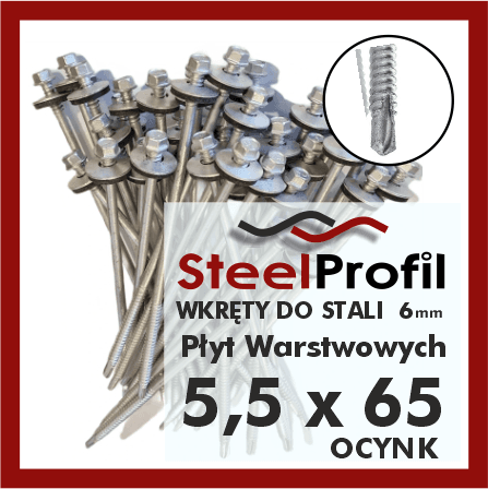 wkręty do płyt warstwowych 5-5 x 65 zw 6 ocynk