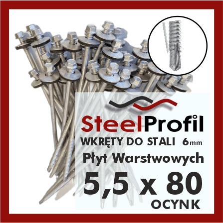 wkręty do płyt warstwowych 5-5 x 80 zw 6 ocynk