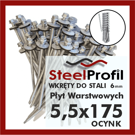 wkręty do płyt warstwowych 5-5 x175 zw 6 ocynk