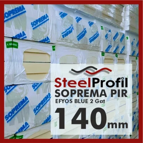 SOPREMA Płyta PIR Poliuretan 2 Gatunek EFYOS BLUE 1200x600 140mm