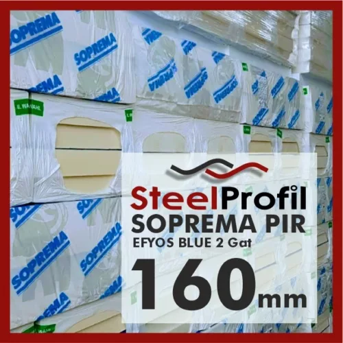 SOPREMA Płyta PIR Poliuretan 2 Gatunek EFYOS BLUE 1200x600 160mm