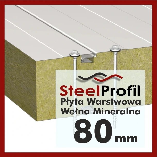 Płyta Warstwowa z Wełną Mineralną - wełniana 80mm