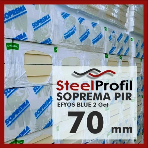 TANIA Płyta PIR Poliuretan 2 Gatunek SOPREMA EFYOS BLUE 1200x600 70mm