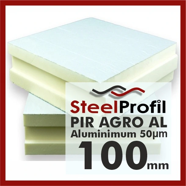 Płyta PIR na budynki rolnicze AGRO AL aluminium 100mm kurniki chlewnie obory