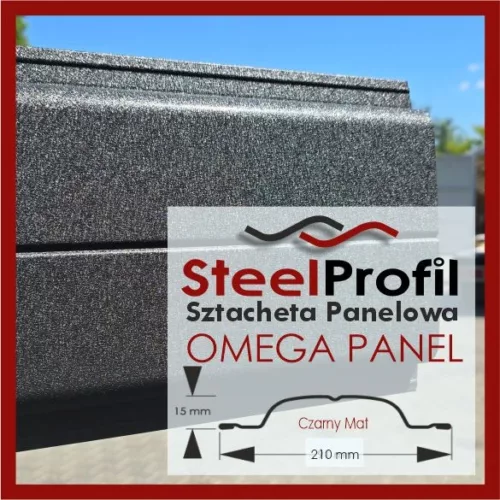 Sztacheta Panelowa Metalowa Omega Panel - czarny mat