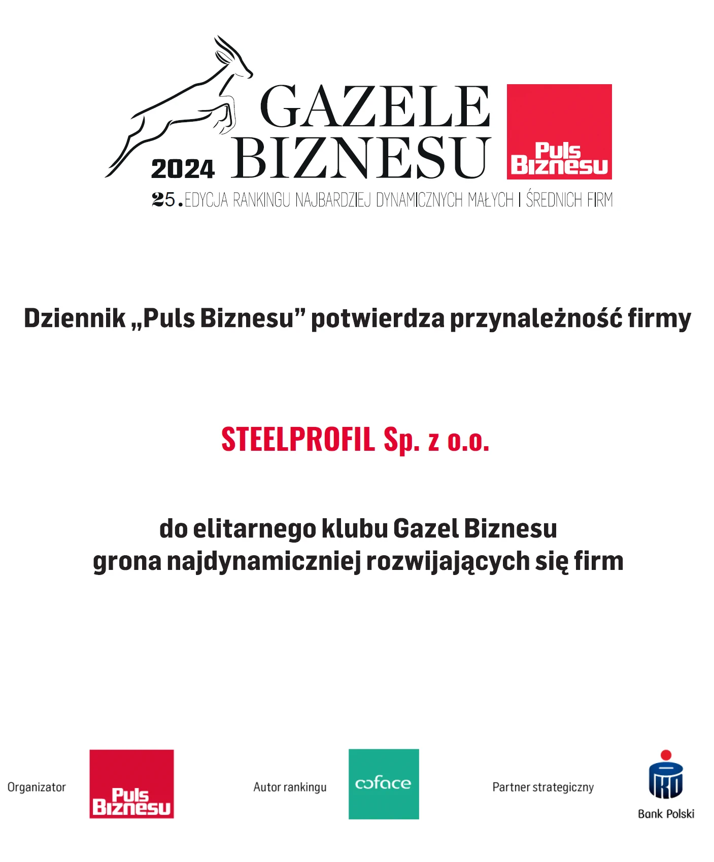 SteelProfil - laureat Gazele Biznesu 2024 - Puls Biznesu